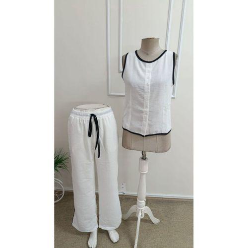 Kadın Kolsuz önü Düğmeli Yelek Ve Pantolon Ikili Takım