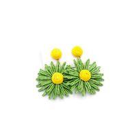 Papatya Hasır Küpe - Yeşil