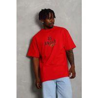 Erkek Baskılı T-Shirt Kısa Kol Bisiklet Yaka Regular Fit Rahat Kalıp Günlük Tişört - Kırmızı