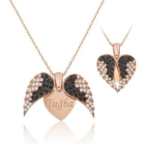 Lucky Life 925 Ayar Gumuss  Rose Kalpli İsimli Bayan Kolye