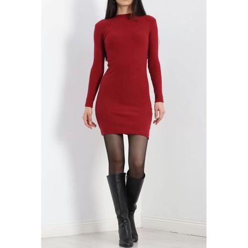 pilelistore Kaşkorse Yırtmaçsız Elbise Bordo