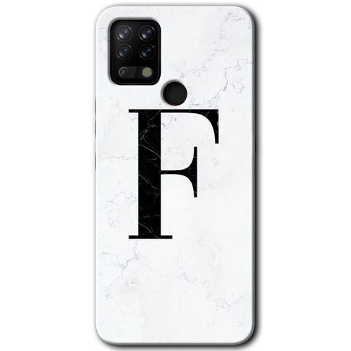 Tecno Pova Kılıf HD Desen Baskılı Arka Kapak - Beyaz Mermer Desenli F Harfi + Kırılmaz Cam