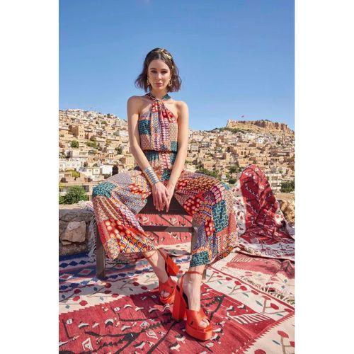 Etnik Desenli Saten Tulum