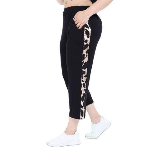 Melsay Butik Siyah Kısa Kol Yarım Kaplan Desen Viskon Kapri Takım