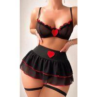 Siyah Kalp Detaylı Kostüm 2089