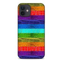 Apple iPhone 12 Kılıf Patchwork (38) Neo Hybrid Kılıf Yeşil Kırmızı Mor
