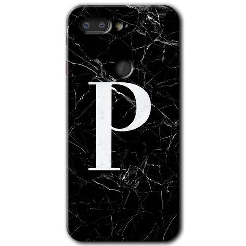 Potkal Hediye Fabrikası General Mobile GM 9 Pro HD Baskılı Kılıf + 9D Tam Ekran Koruyucu - Siyah Mermer Desenli P Harfi