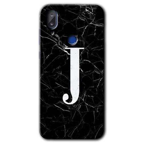 Vestel E5 Kılıf HD Desen Baskılı Arka Kapak - Siyah Mermer Desenli J Harfi + Kırılmaz Cam