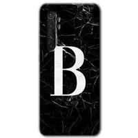 Xiaomi Mi Note 10 Lite HD Baskılı Kılıf + 9D Tam Ekran Koruyucu - Siyah Mermer Desenli B Harfi