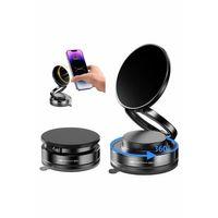 Metalik Magsafe Telefon Tutucu Tüm Yüzeylerle Uyumlu Vakumlu 360 Dönen Oynar Başlık