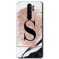 Potkal Hediye Fabrikası Xiaomi Redmi Note 8 Pro Kılıf HD Desen Baskılı Arka Kapak - Pembe Mermer Desenli S Harfi