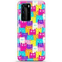 Lopard Huawei P40 Pro Uyumlu Kılıf Kediler (34) Slim Armor Kılıf Rengarenk
