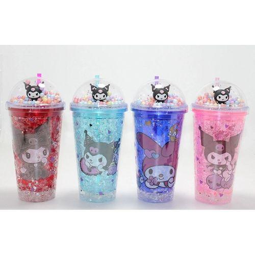 Sevimli Kuromi Işıklı Pipetli Boncuklu Suluk & Bardak 400 Ml  Alk4705