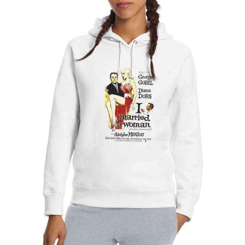 Diana Dors I Married A Woman Baskılı Beyaz Kadın Kapşonlu Sweatshirt