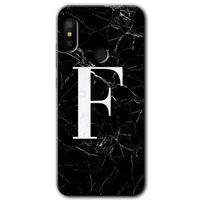 Potkal Hediye Fabrikası Xiaomi Mi A2 Lite Kılıf HD Desen Baskılı Arka Kapak - Siyah Mermer Desenli F Harfi