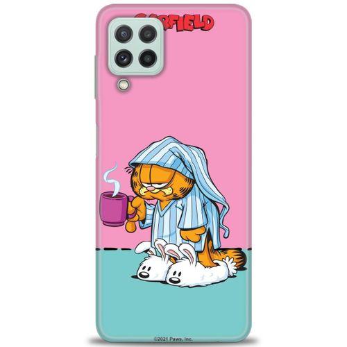 Samsung Galaxy M22 Kılıf HD Baskılı Kılıf - Garfield + Tam Ekran Koruyucu