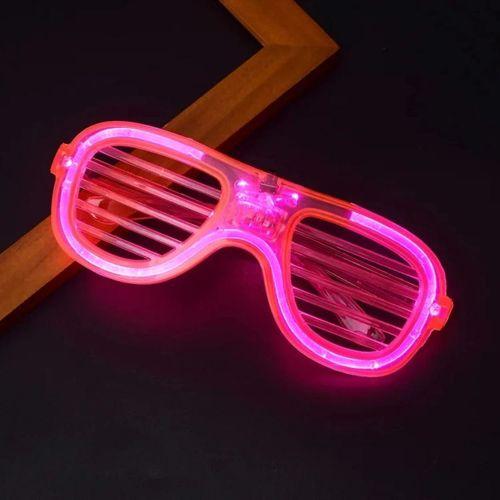Pembe Led Işıklı Parti Gözlüğü - Neon Glow Şerit Gözlük 3 Modlu