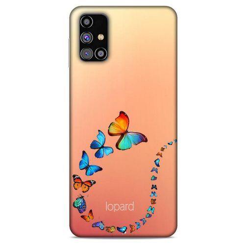 Samsung Galaxy M31s Kılıf Kelebek Etkisi (47) Crystal Flex Kılıf Fuşya Sarı