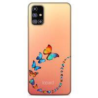 Samsung Galaxy M31s Kılıf Kelebek Etkisi (47) Crystal Flex Kılıf Fuşya Sarı