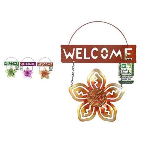 2 Adet Balkon Ve Bahçe Hoşgeldiniz Tabelası Altın Çiçekli 26X20X0,2Cm  Duvar Süsü Balkon,Bahçe Ve Oda Dekor  Hoşgeldiniz Tablo,Tabela