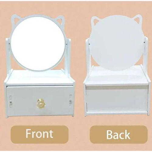 Zhlhome Mini Kozmetik Aynalı Organizer Masası Beyaz