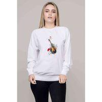 Gitar Art Baskılı Beyaz Kadın Sweatshirt