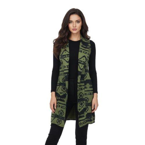 Kadın Etnik Desenli Uzun Yelek BGL-ST05193