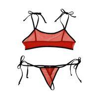 Kırmızı Fantezi Sütyen String Çamaşırı Takımı