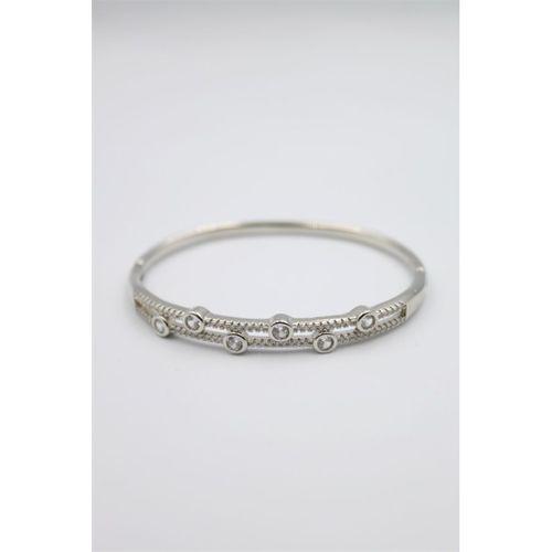 Taşlı Vip Bilezik - Gümüş