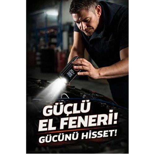 St-9650 Şarjlı 10.000 Mah Taşınabilir Araç Hava Kompresörü Akü Takviyeli Dijital Ekranlı Işıklı Çantalı