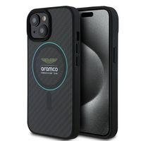 Apple iPhone 15 Kılıf Aston Martin Orjinal Lisanslı M-safe Şarj Özellikli Renkli Halka ve Karbon Fiber Tasarımlı Kapak