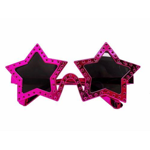 Fuşya Renk Yıldız Şekil Parti Gözlüğü Retro