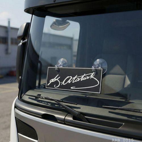 Atatürk İmzalı Kamyon ve Araba Ön Cam Yazısı Vantuzlu 25cmx8cmx4mm