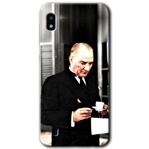 Galaxy A10 Kılıf HD Desen Baskılı Arka Kapak - Atatürk Türk Kahvesi + Kırılmaz Cam