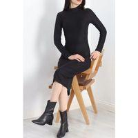 pilelistore Dik Yaka Likralı Süet Elbise Siyah