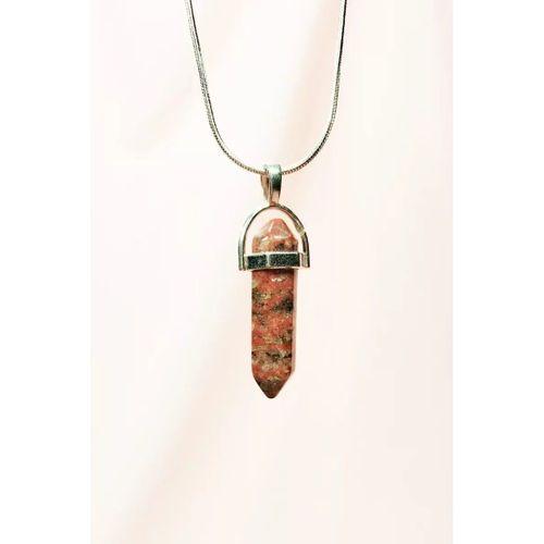 Kantaşı Doğal Taşı Zincirli El Yapımı Tasarımlı Kolye Uç: 3,5 cm Zincir: 20 cm Kutulu