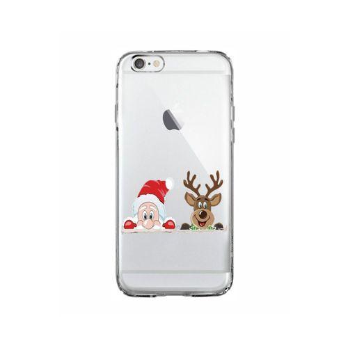 Noel Baba Ve Geyik Tasarımlı iPhone 6 Şeffaf Telefon Kılıfı