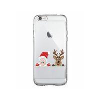 Noel Baba Ve Geyik Tasarımlı iPhone 6 Şeffaf Telefon Kılıfı