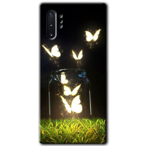 Potkal Hediye Fabrikası Samsung Galaxy Note 10 Plus Kılıf HD Desen Baskılı Arka Kapak - Işıklı Kelebekler