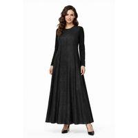 Kadın Siyah Taşlı  Uzun Kol Likralı Viskon Elbise BGL-ST05324