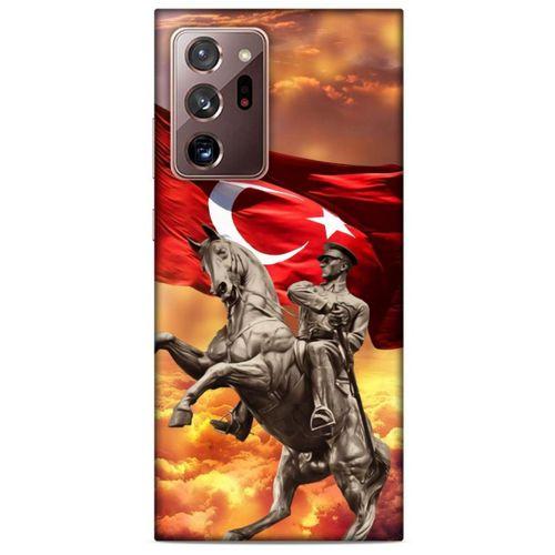 Samsung Galaxy Note 20 Ultra Kılıf Atatürk (47) Crystal Flex Kılıf Kızıl Bulut