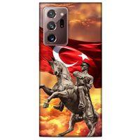 Samsung Galaxy Note 20 Ultra Kılıf Atatürk (47) Crystal Flex Kılıf Kızıl Bulut