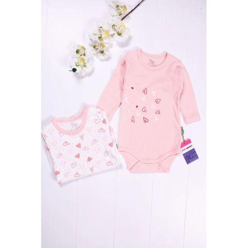 Kalp Desenli Uzun Kol 2'li Kız Bebek Body Seti