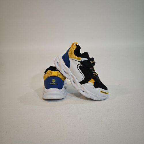Wisco 018p Siyah-Beyaz-Sarı Cırtlı Erkek Çocuk Spor Ayakkabı