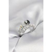 Gümüş Renk Pirinç Zirkon Taşlı İncili Kadın Yüzük