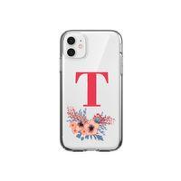 Pembe Çiçekli T Harfli iPhone 11 Şeffaf Kılıf