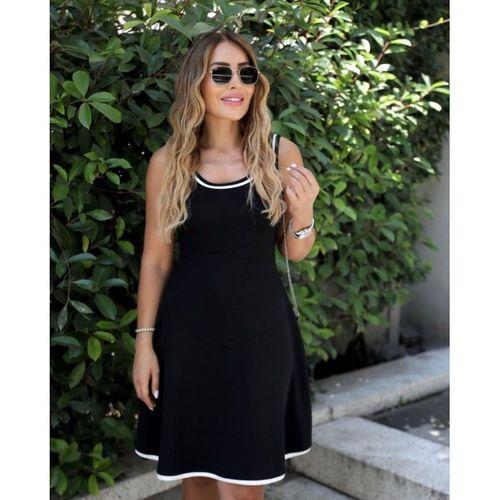 Kadın Sıfır Kollu Yaka Ve Etek Ucu Ribana Detaylıkiloş Viskon Iki Iplik Elbise