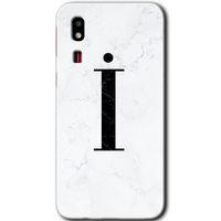 Potkal Hediye Fabrikası Samsung Galaxy A2 Core Kılıf HD Desen Baskılı Arka Kapak - Beyaz Mermer Desenli İ Harfi