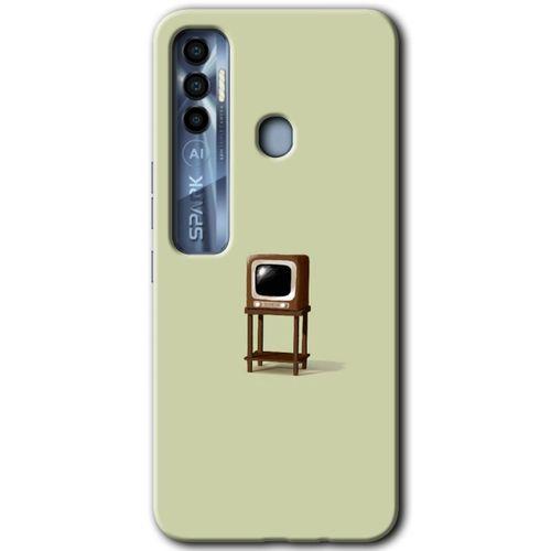 Potkal Hediye Fabrikası Tecno Spark 7 Pro Kılıf HD Desen Baskılı Arka Kapak - Retro-TV