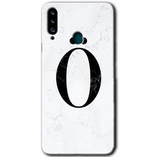 MRCİLETİSİM MRCİLETİSİM Samsung Galaxy A20s Kılıf HD Desen Baskılı Arka Kapak + Temperli Cam - Beyaz Mermer Desenli Ö Harfi